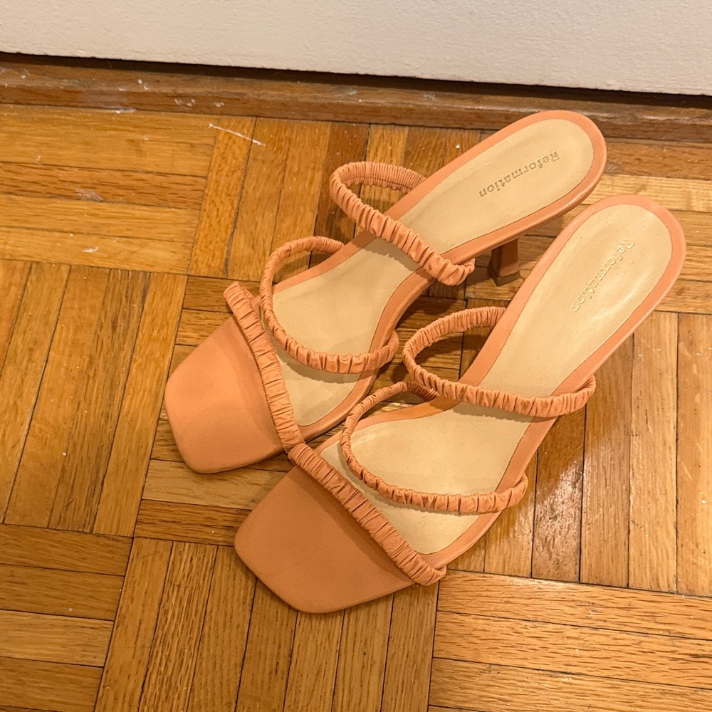Reformation Peach Strappy Heels